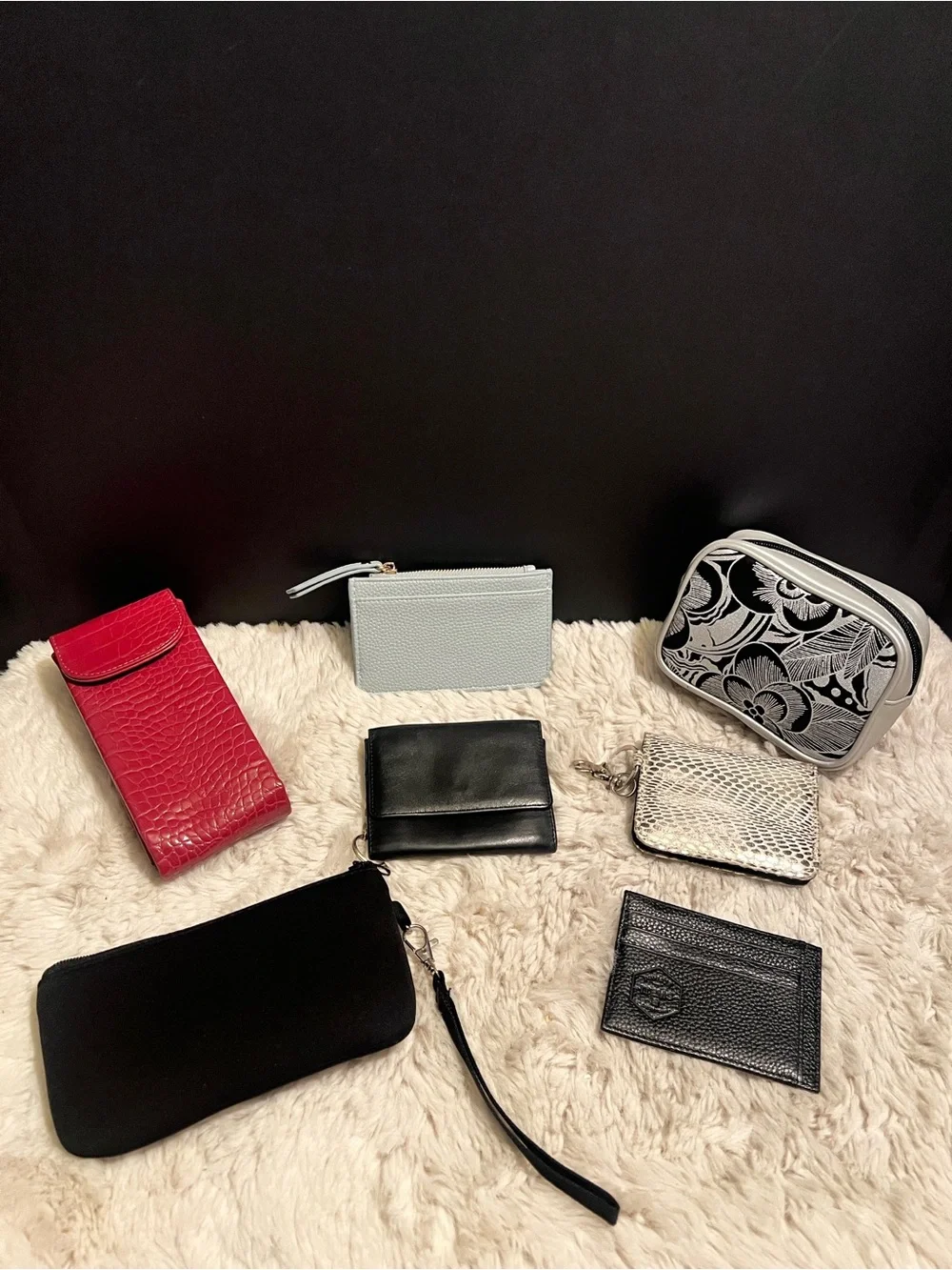Compact Women's Card & Key Holder Set — Black, Red, White, Gray
